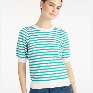 Draper James Striped Knit Top in Green and White
